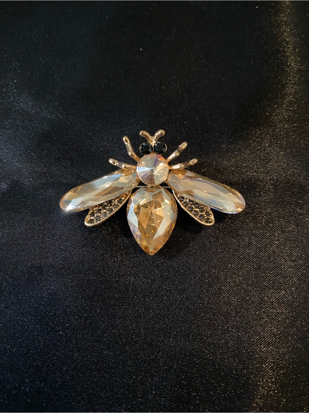 Crystal Bee Brooch in Champagne Gold - Women Jewelry